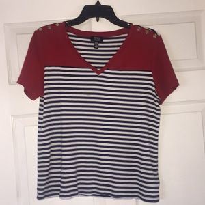 Striped navy blue and white T-shirt